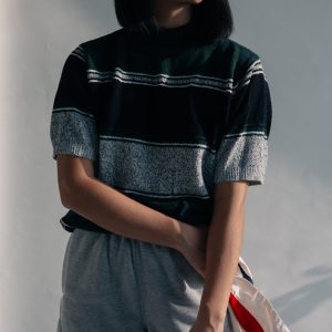 Top with grey shorts